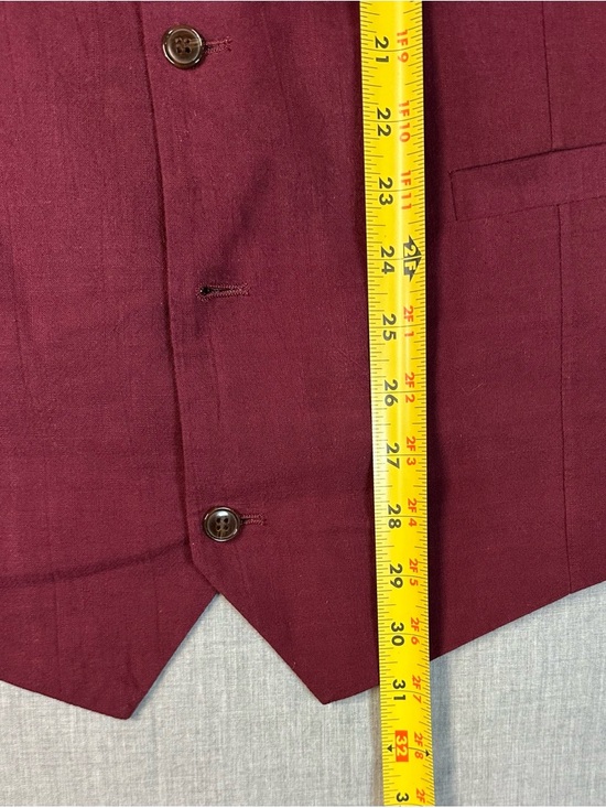 Source Unknown Men's Burdundy Two-Piece Suit Jacket & Vest - Picture 9 of 11